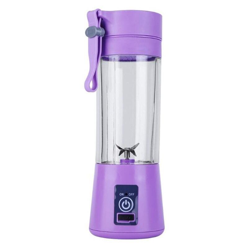 4 Colors  Fruit Juice Citrus Smoothie Squeezer 380ml USB Recharge 6 Blades Portable Blender Mixer Kitchen Accessories