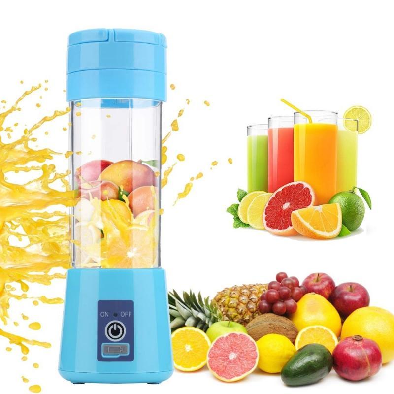 4 Colors  Fruit Juice Citrus Smoothie Squeezer 380ml USB Recharge 6 Blades Portable Blender Mixer Kitchen Accessories