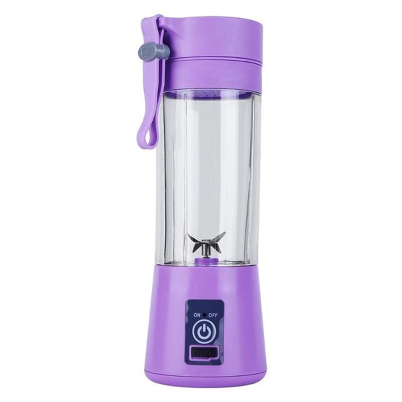 4 Colors  Fruit Juice Citrus Smoothie Squeezer 380ml USB Recharge 6 Blades Portable Blender Mixer Kitchen Accessories