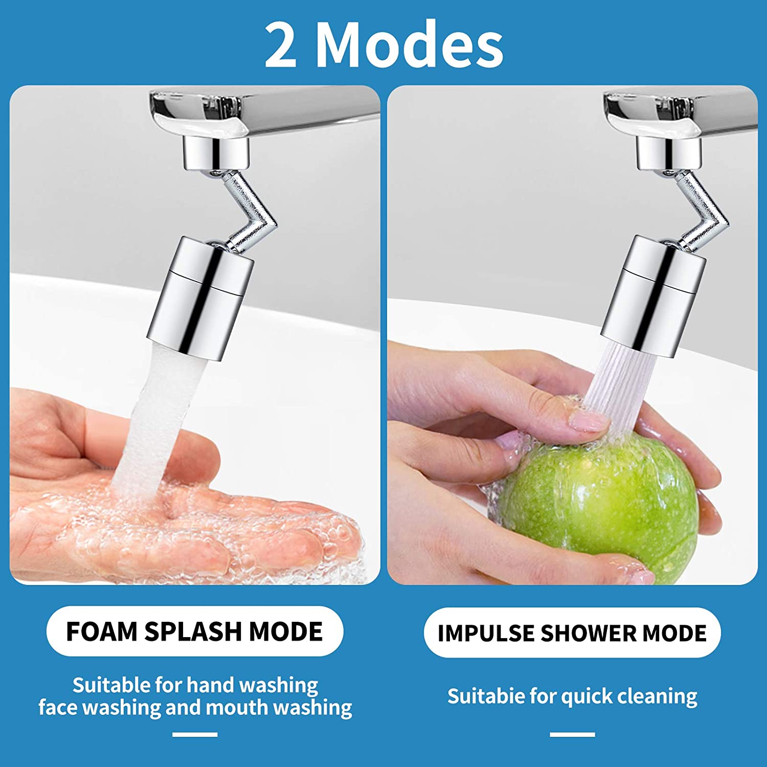 720 Degrees Universal Splash Filter Faucet Spray Head Anti Splash Filter Faucet Movable Kitchen Tap Water Saving Nozzle Sprayer