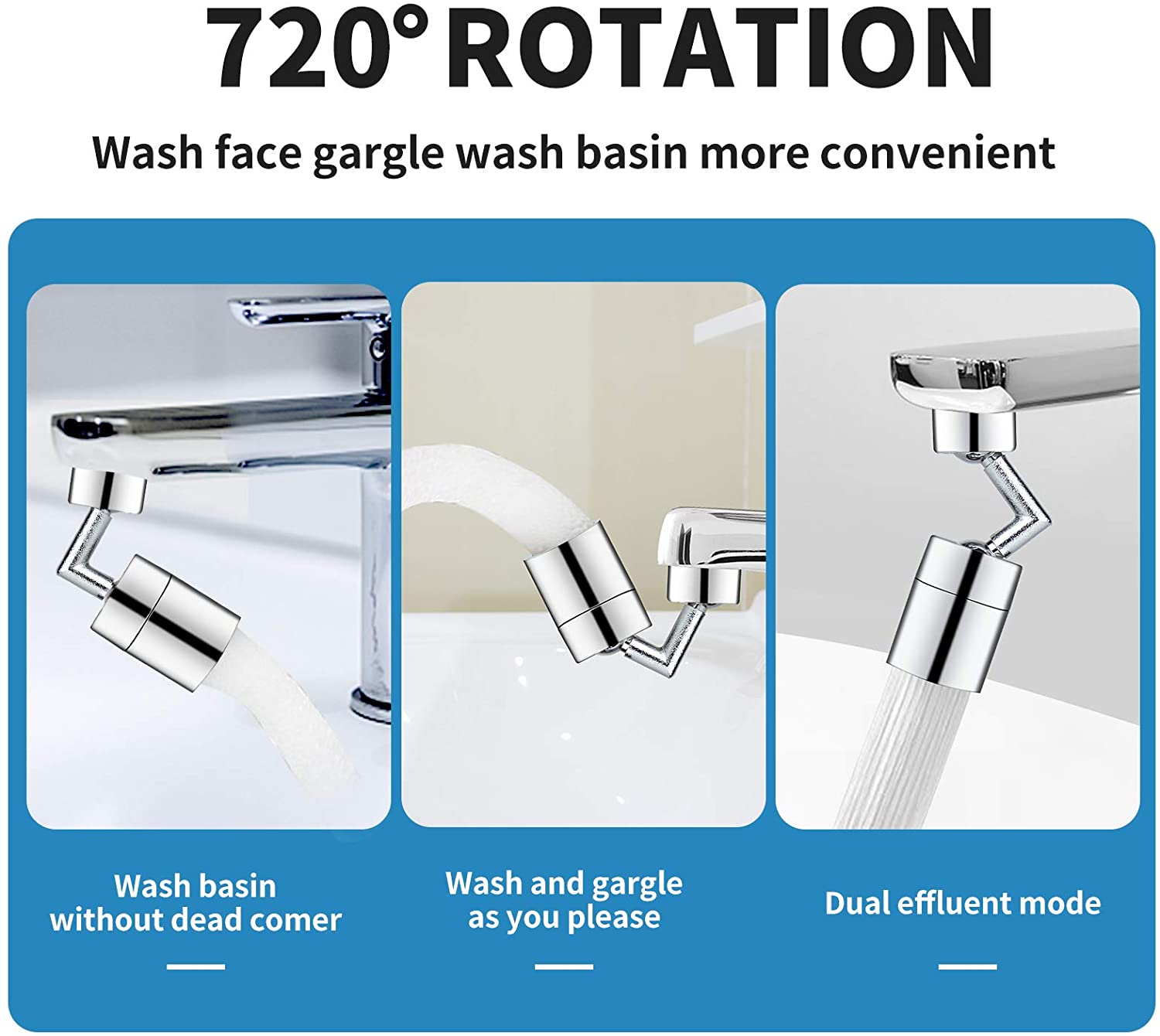 720 Degrees Universal Splash Filter Faucet Spray Head Anti Splash Filter Faucet Movable Kitchen Tap Water Saving Nozzle Sprayer