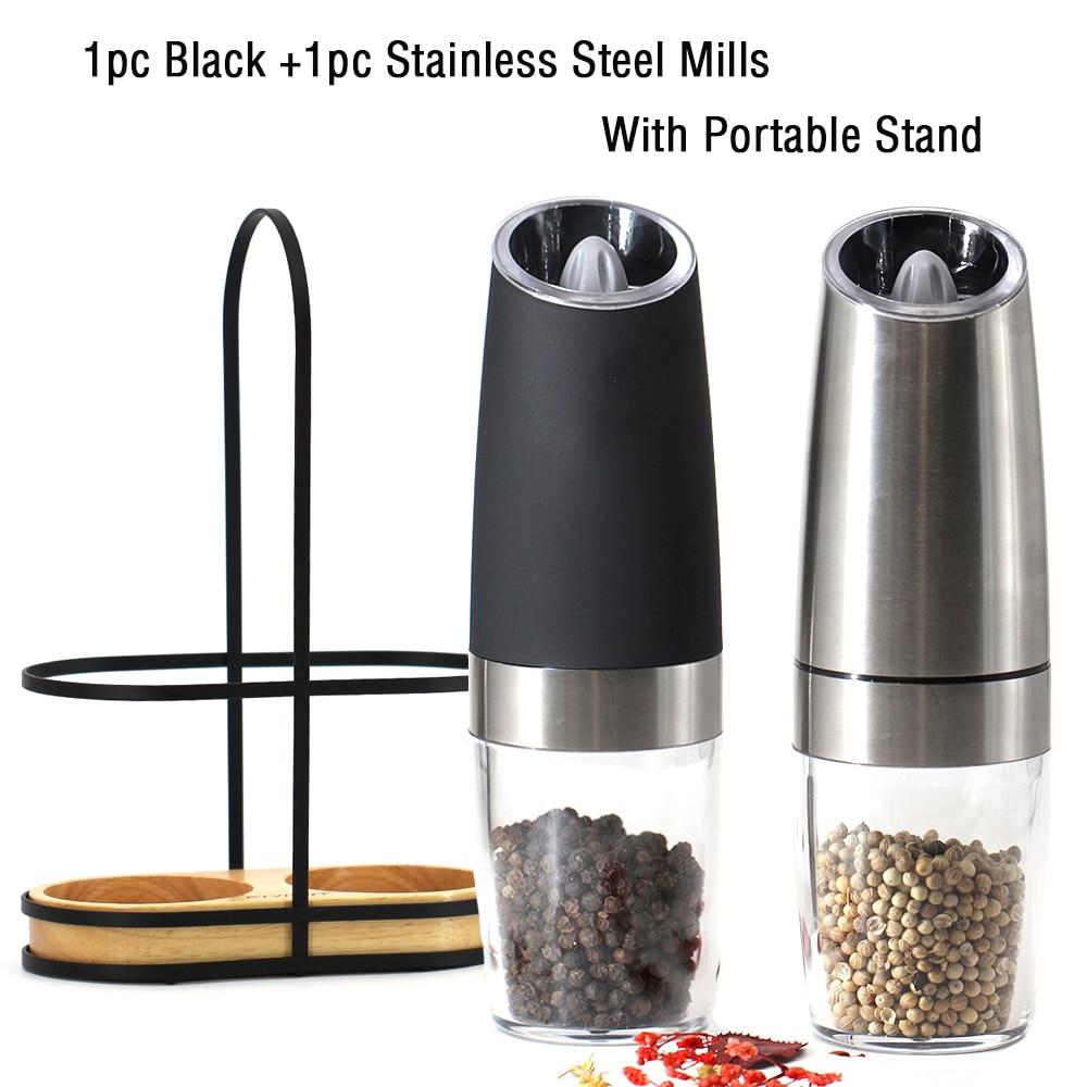 Electric Automatic Mill Pepper and Salt Grinder LED Light Peper Spice Grain Mills Porcelain Grinding Core Mill Kitchen Tools