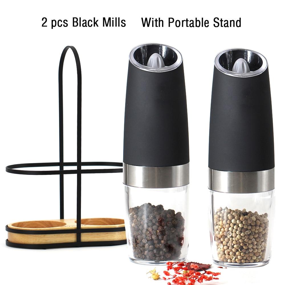 Electric Automatic Mill Pepper and Salt Grinder LED Light Peper Spice Grain Mills Porcelain Grinding Core Mill Kitchen Tools